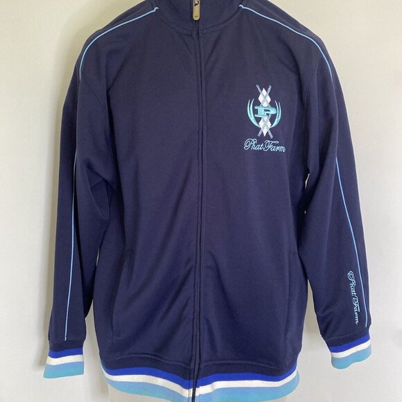 Vintage Phat Farm Full Zip Jacket Mens XL Blue Y2K Streetwear Hip Hop Big Logo - Picture 4 of 16